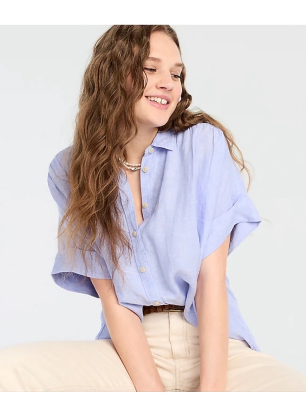 J.Crew x Baird McNutt || Irish Linen Relaxed Button Down Shirt Blue Small